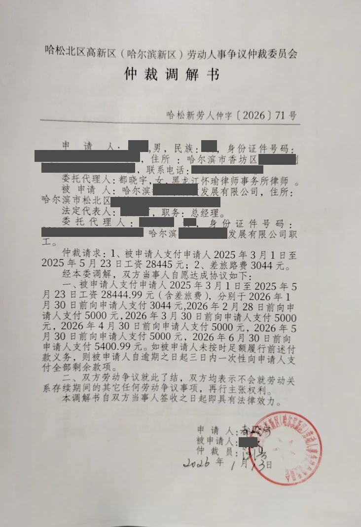 劳动争议劳动争议(劳动报酬纠纷)案例脱敏文书封面